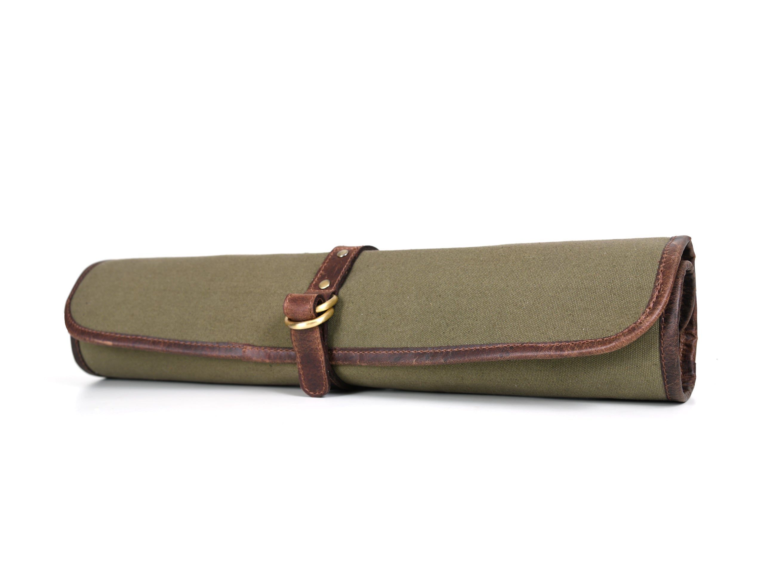 Iris Leather Chef Knife Roll Olive Green 5 Slot ( KR-64 ) - www.Shopthatapp.com