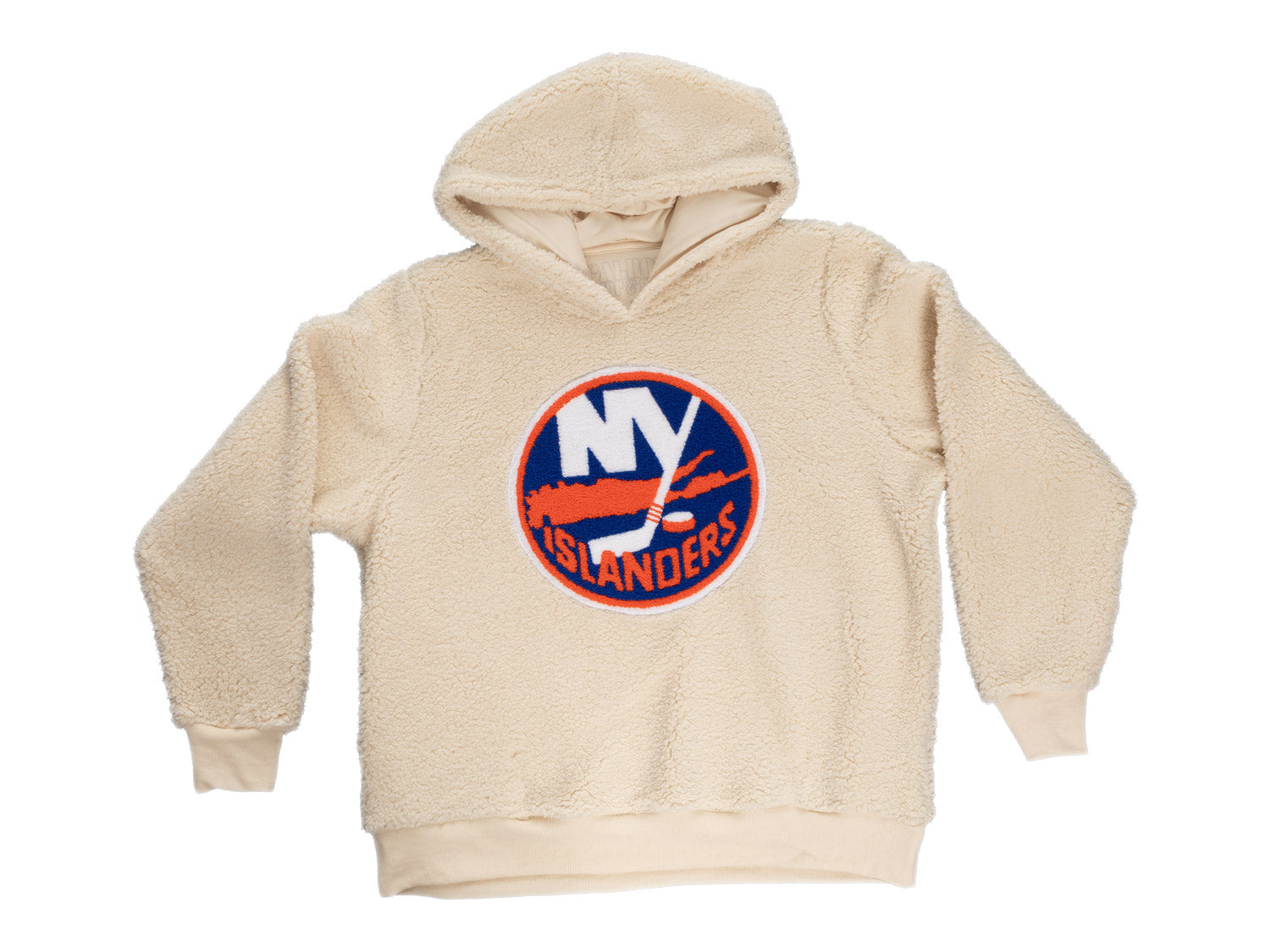 New York Islanders Ladies Sherpa Hoodie with Premium Chenille Logo - www.Shopthatapp.com