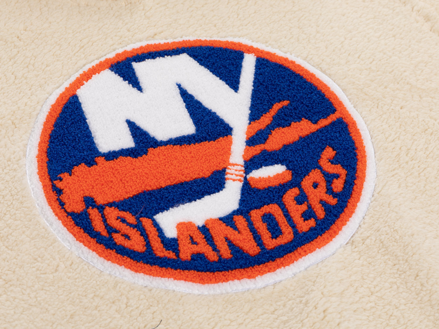 New York Islanders Ladies Sherpa Hoodie with Premium Chenille Logo - www.Shopthatapp.com