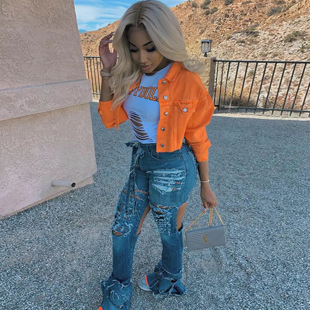 Jacket Women Streetwear Denim Jacket Women Outwear Bodycon Jeans Jackets Women Coat Casual Ladies Cropped Jackets - www.Shopthatapp.com