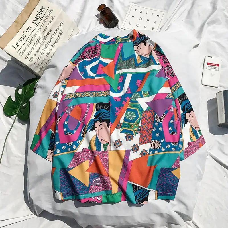 Japanese Style Kimono Jacket Men Summer Sleeve Men's Kimono Jackets harajuku men's cardigan outwear - www.Shopthatapp.com