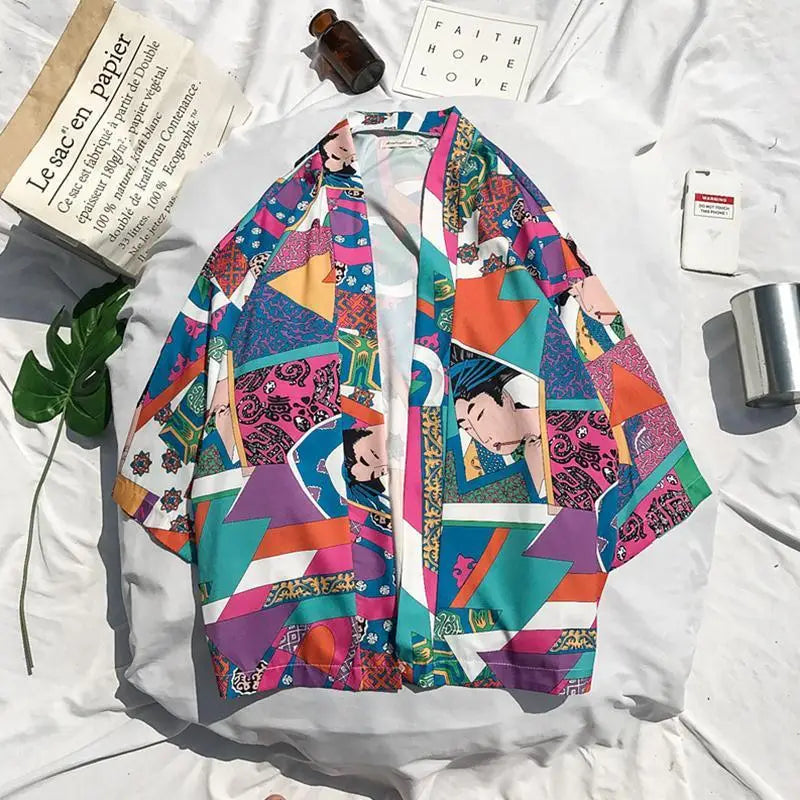Japanese Style Kimono Jacket Men Summer Sleeve Men's Kimono Jackets harajuku men's cardigan outwear - www.Shopthatapp.com