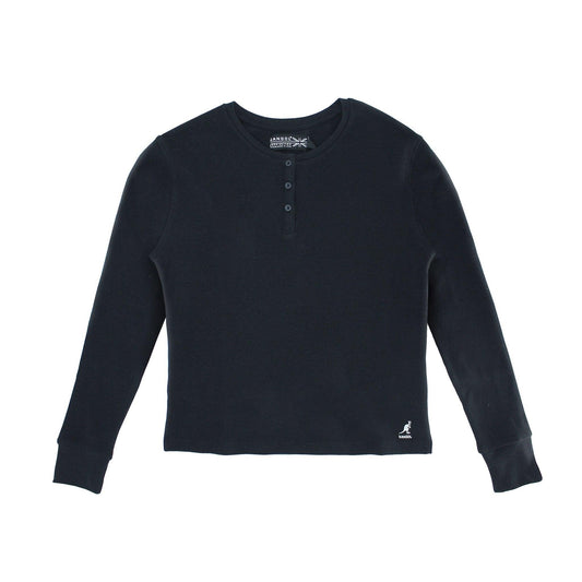 Kangol Women's Waffle Henley Long Sleve Shirt - www.Shopthatapp.com