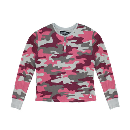 Kangol Women's Waffle Henley Long Sleve Shirt - www.Shopthatapp.com