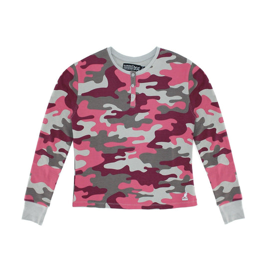 Kangol Women's Waffle Henley Long Sleve Shirt - www.Shopthatapp.com
