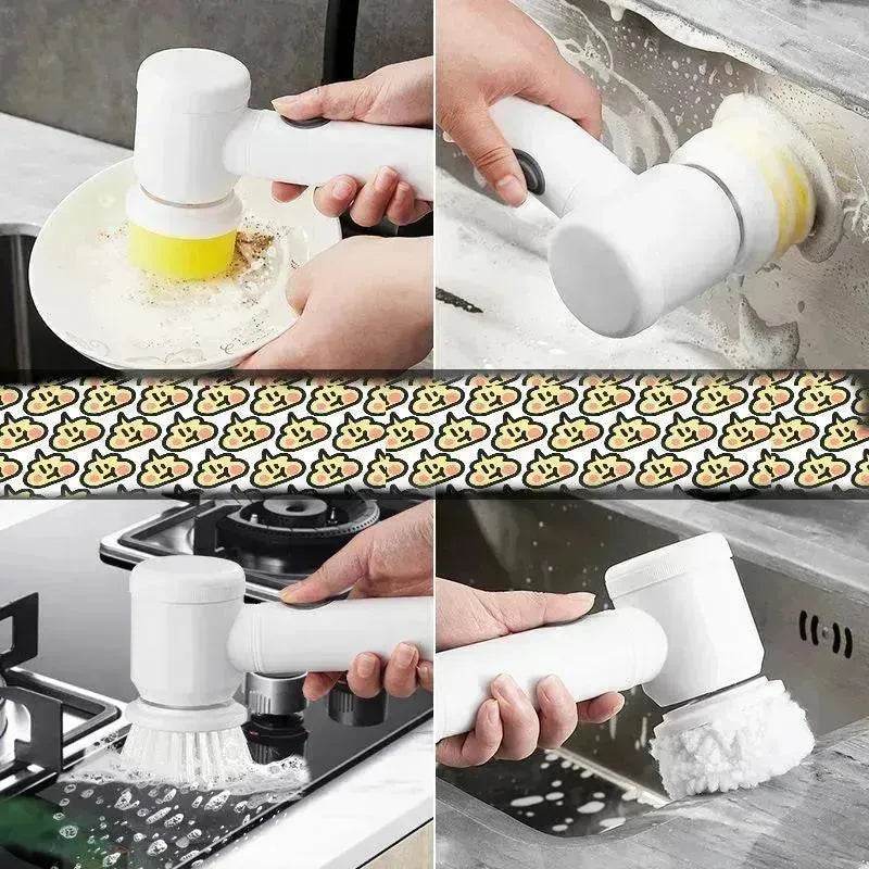 Kitchen Supplies Multifunctional Brush Electric Scrubber Rechargeable Dishwashing Brush Automatic Range Hood Stove - www.Shopthatapp.com