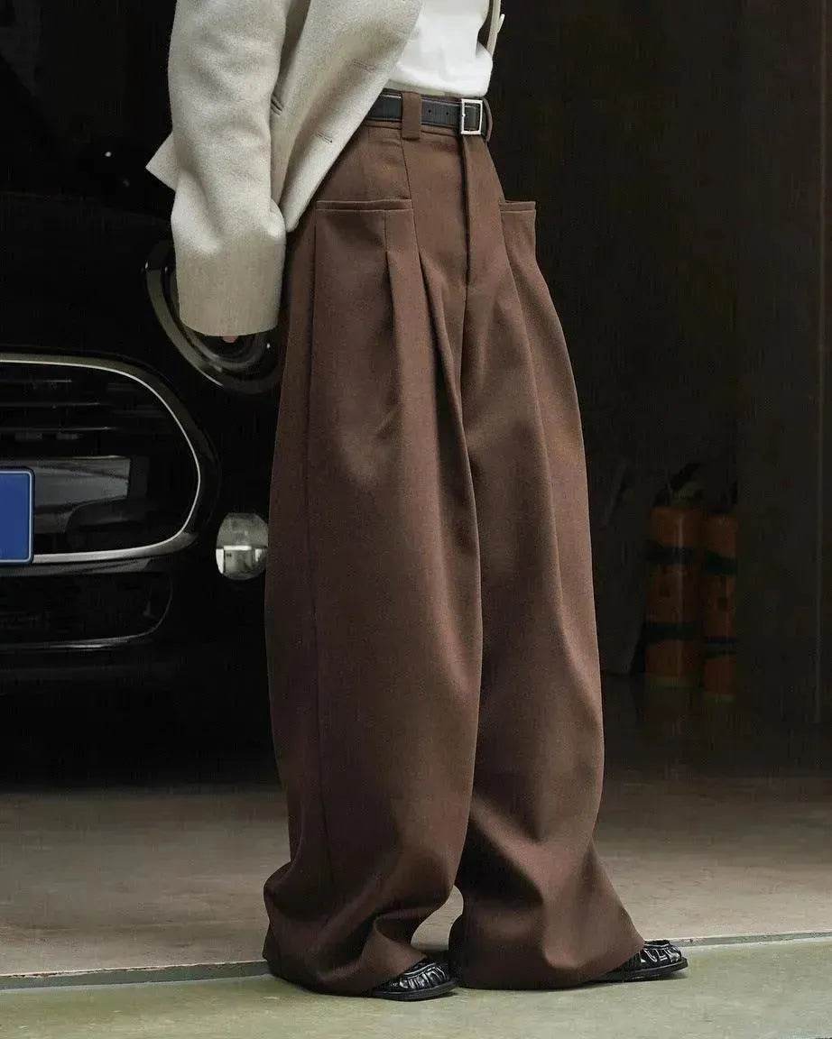 Korean Style Double Pleated Design Loose Casual Trousers Women - www.Shopthatapp.com