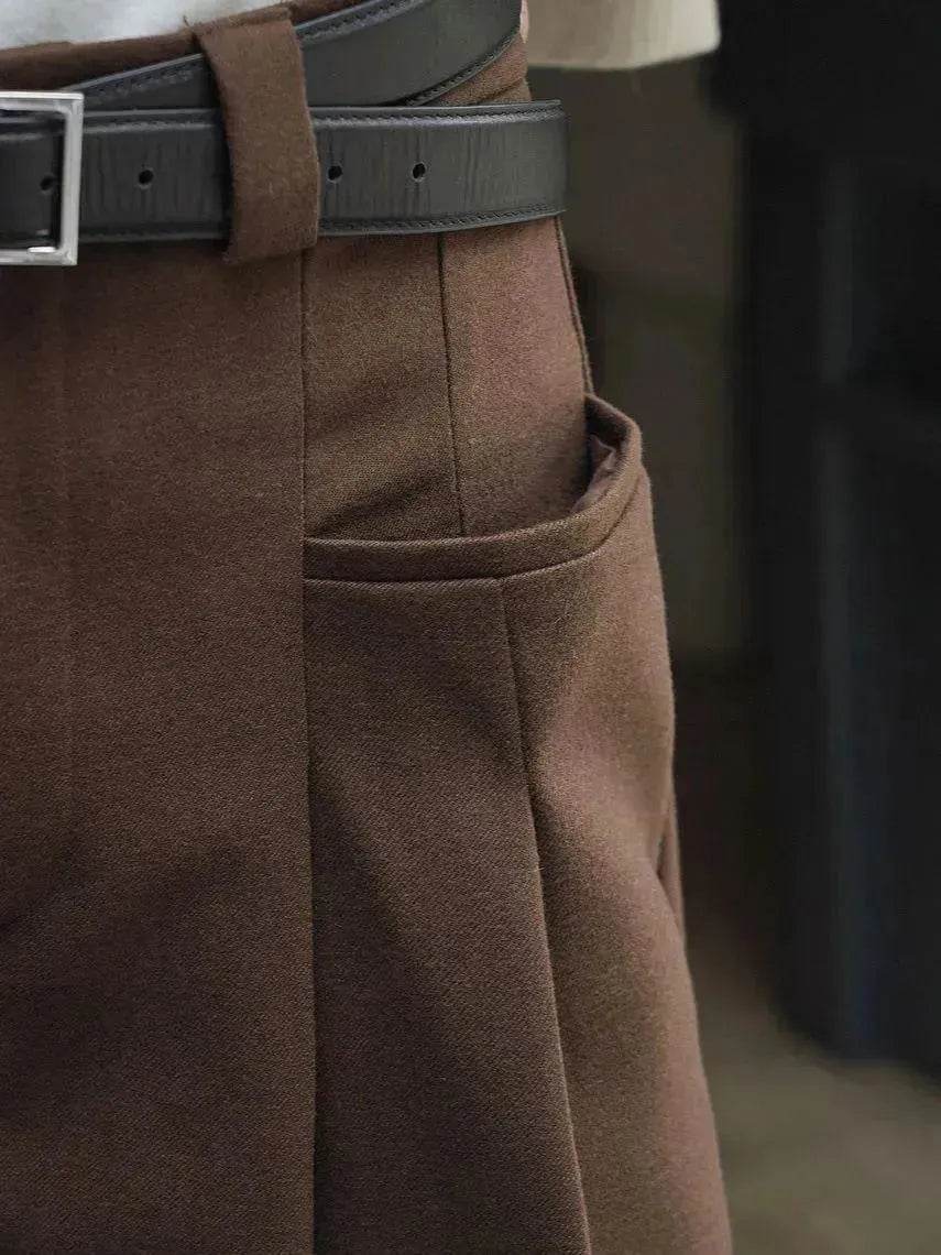 Korean Style Double Pleated Design Loose Casual Trousers Women - www.Shopthatapp.com