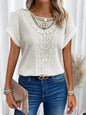 Lace Patchwork Short-sleeved T-shirt Women's Clothing - www.Shopthatapp.com