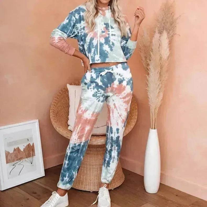 Ladies Casual Long-sleeved Tie-dye Printing Ladies Casual Suit - www.Shopthatapp.com
