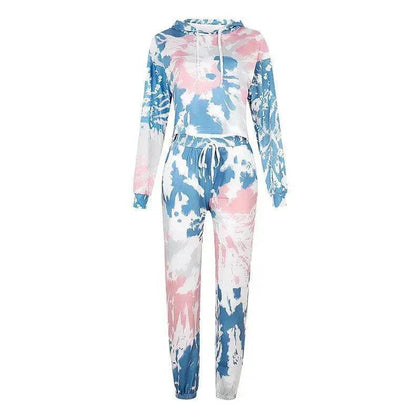 Ladies Casual Long-sleeved Tie-dye Printing Ladies Casual Suit - www.Shopthatapp.com