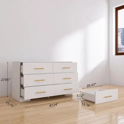 Large White Six Drawer Cabinet - www.Shopthatapp.com