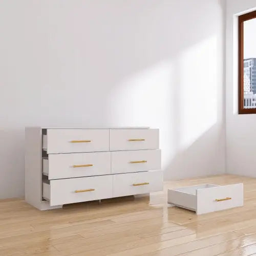 Large White Six Drawer Cabinet - www.Shopthatapp.com