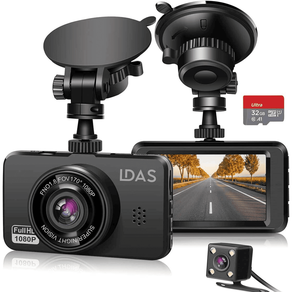 LDAS Dash Cam for Cars Front and Rear and SD Card Included - www.Shopthatapp.com