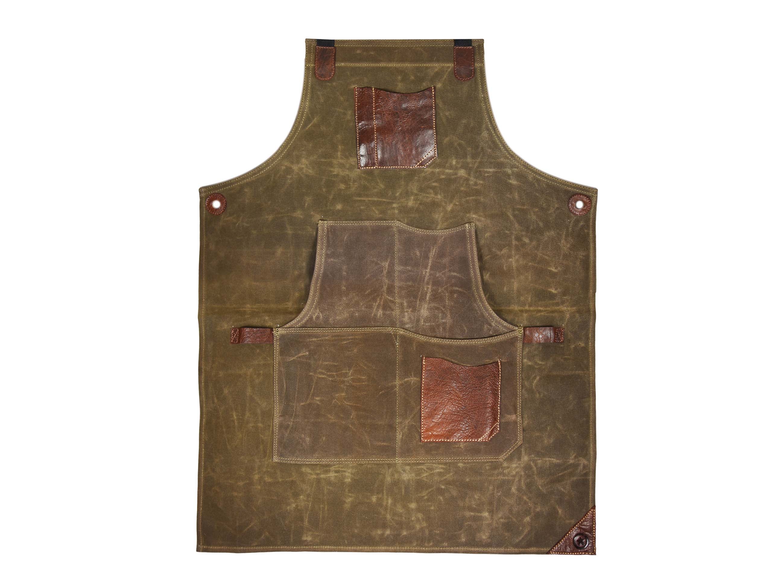 Leather Canvas Apron - Seaweed Green - www.Shopthatapp.com