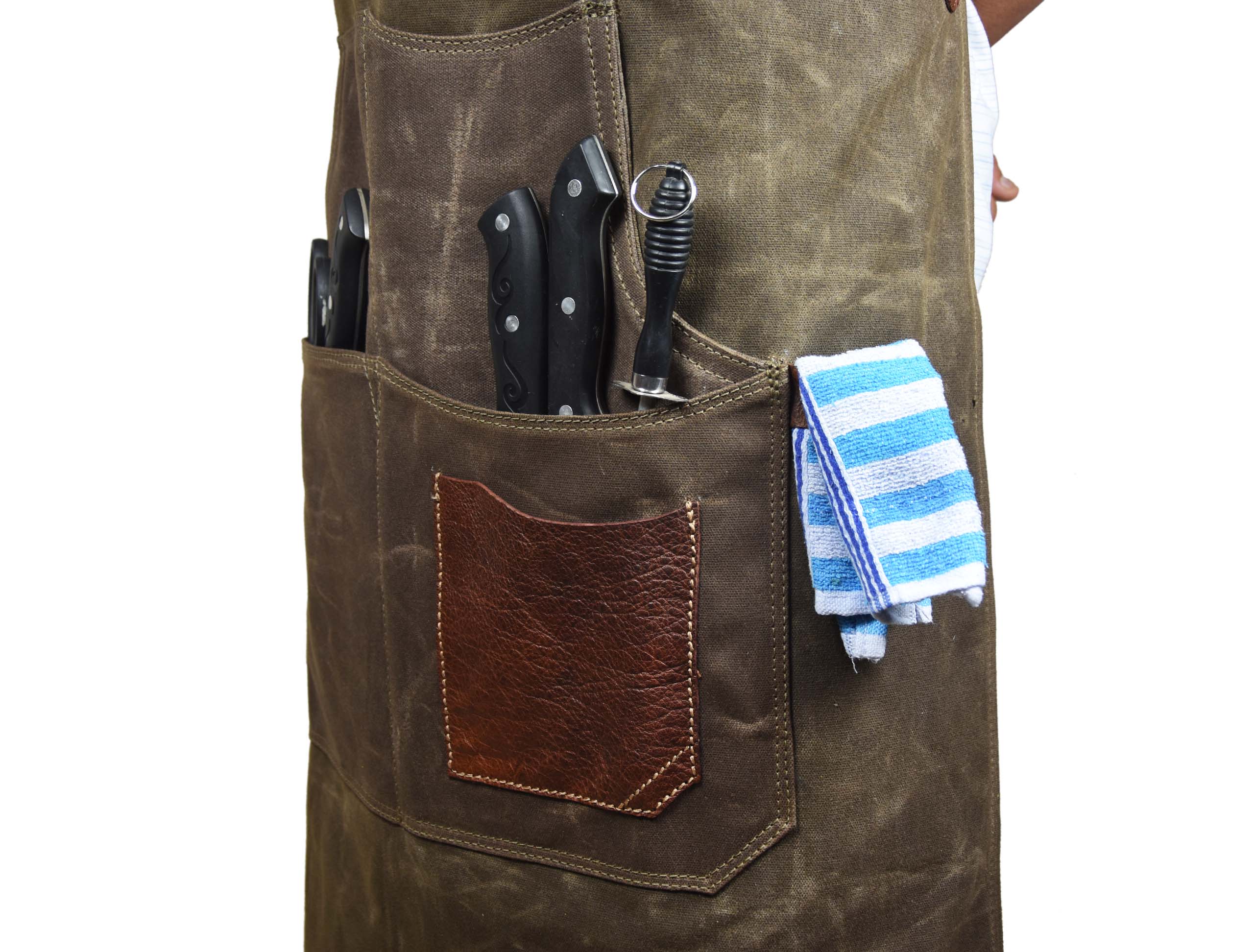 Leather Canvas Apron - Seaweed Green - www.Shopthatapp.com