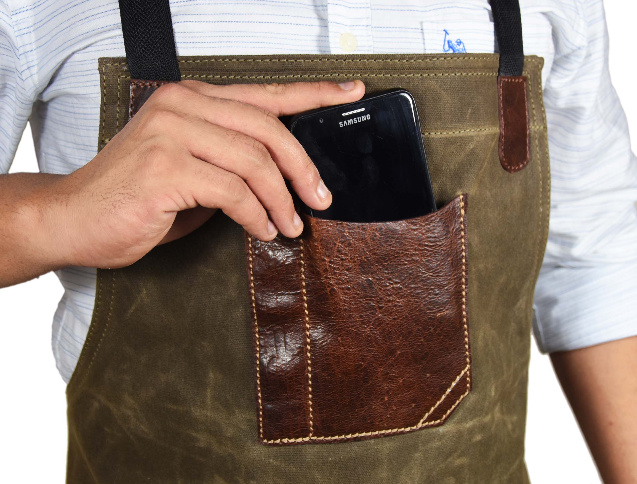 Leather Canvas Apron - Seaweed Green - www.Shopthatapp.com