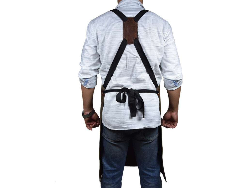 Leather Canvas Apron - Seaweed Green - www.Shopthatapp.com