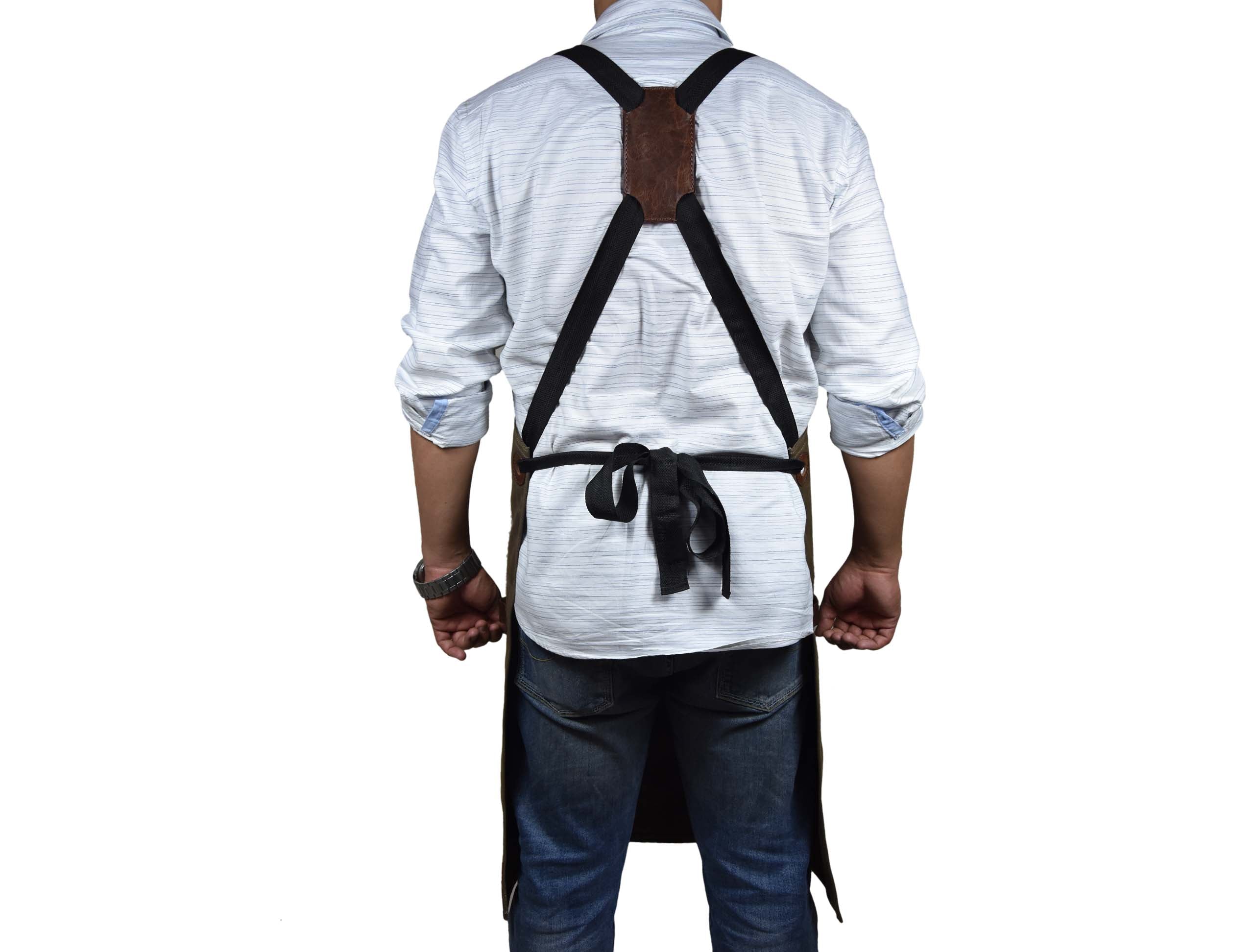 Leather Canvas Apron - Seaweed Green - www.Shopthatapp.com