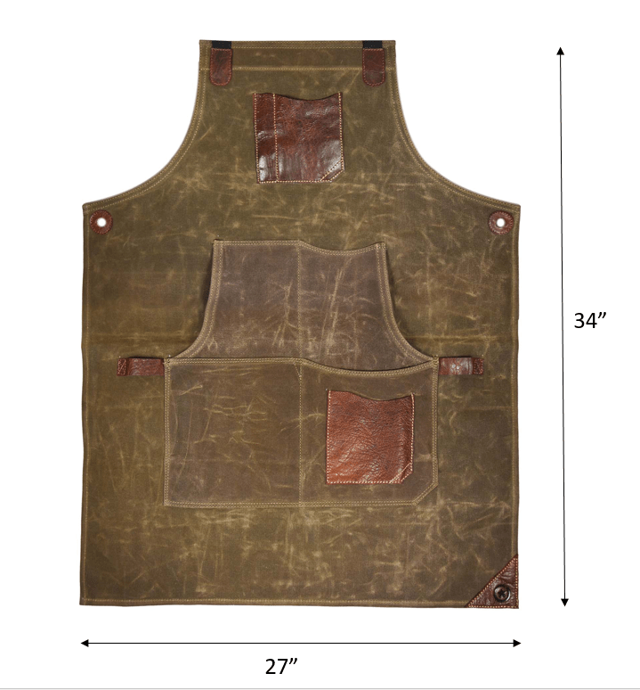 Leather Canvas Apron - Seaweed Green - www.Shopthatapp.com