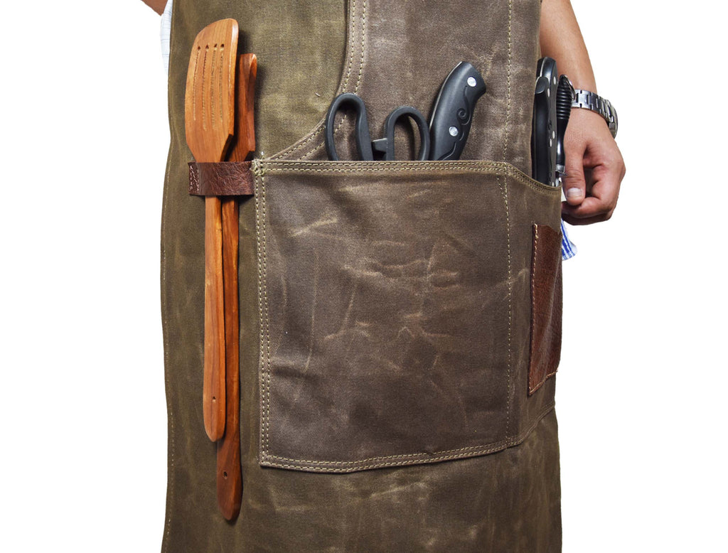 Leather Canvas Apron - Seaweed Green - www.Shopthatapp.com
