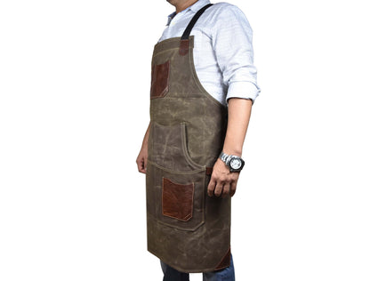 Leather Canvas Apron - Seaweed Green - www.Shopthatapp.com