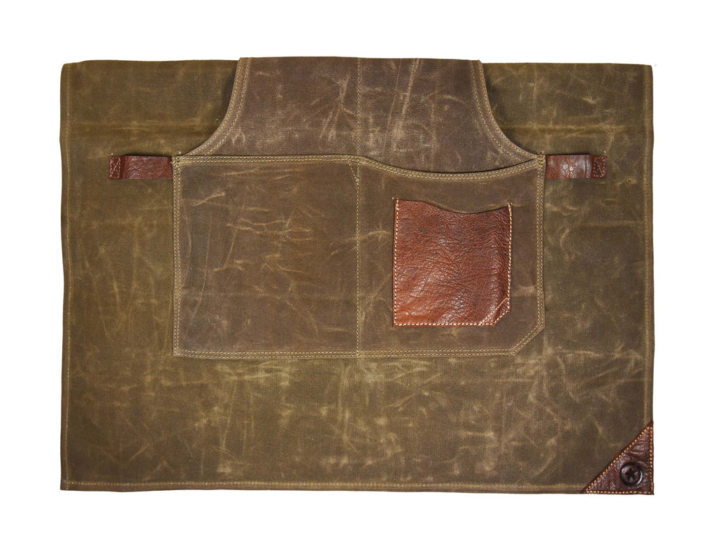 Leather Canvas Apron - Seaweed Green - www.Shopthatapp.com