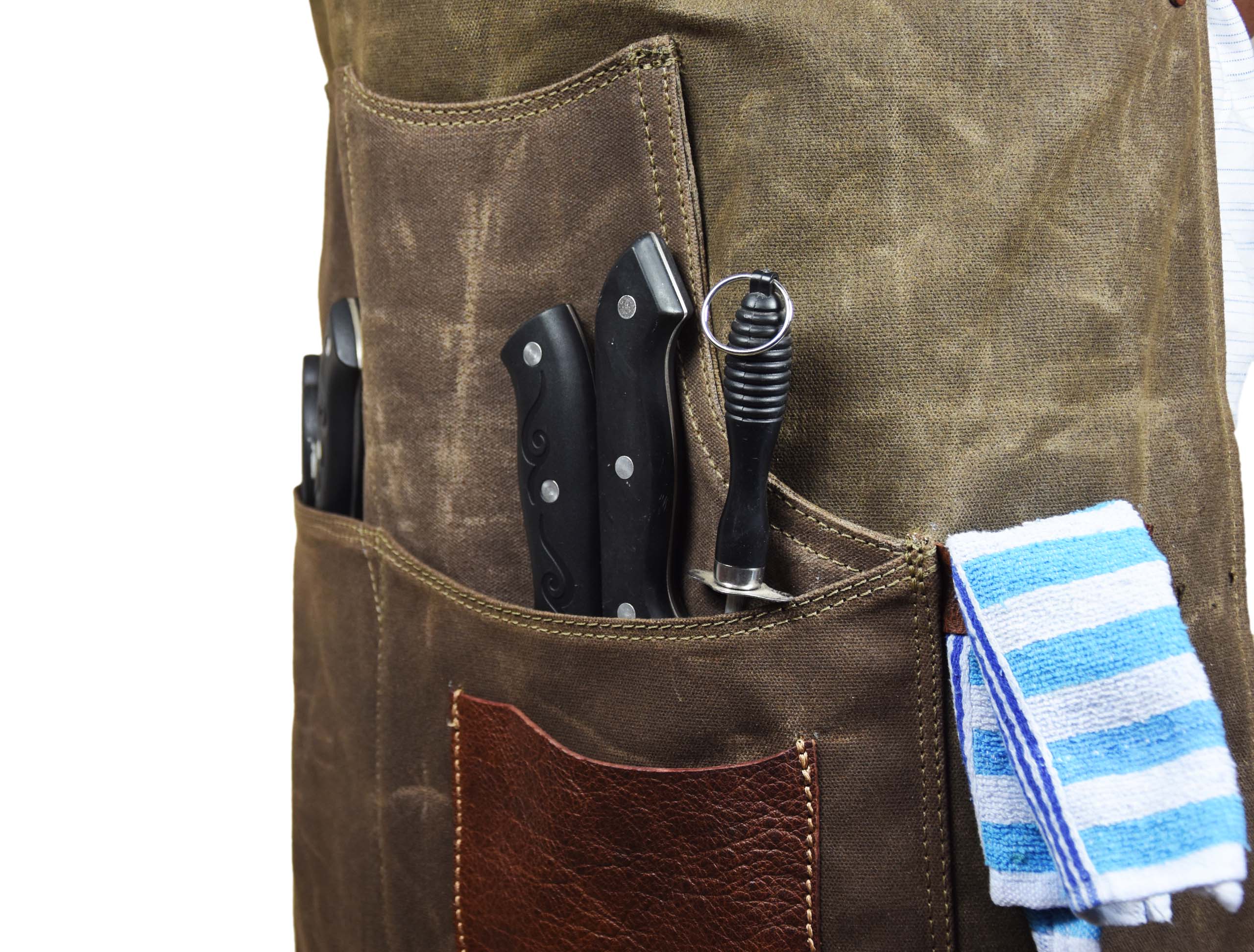 Leather Canvas Apron - Seaweed Green - www.Shopthatapp.com