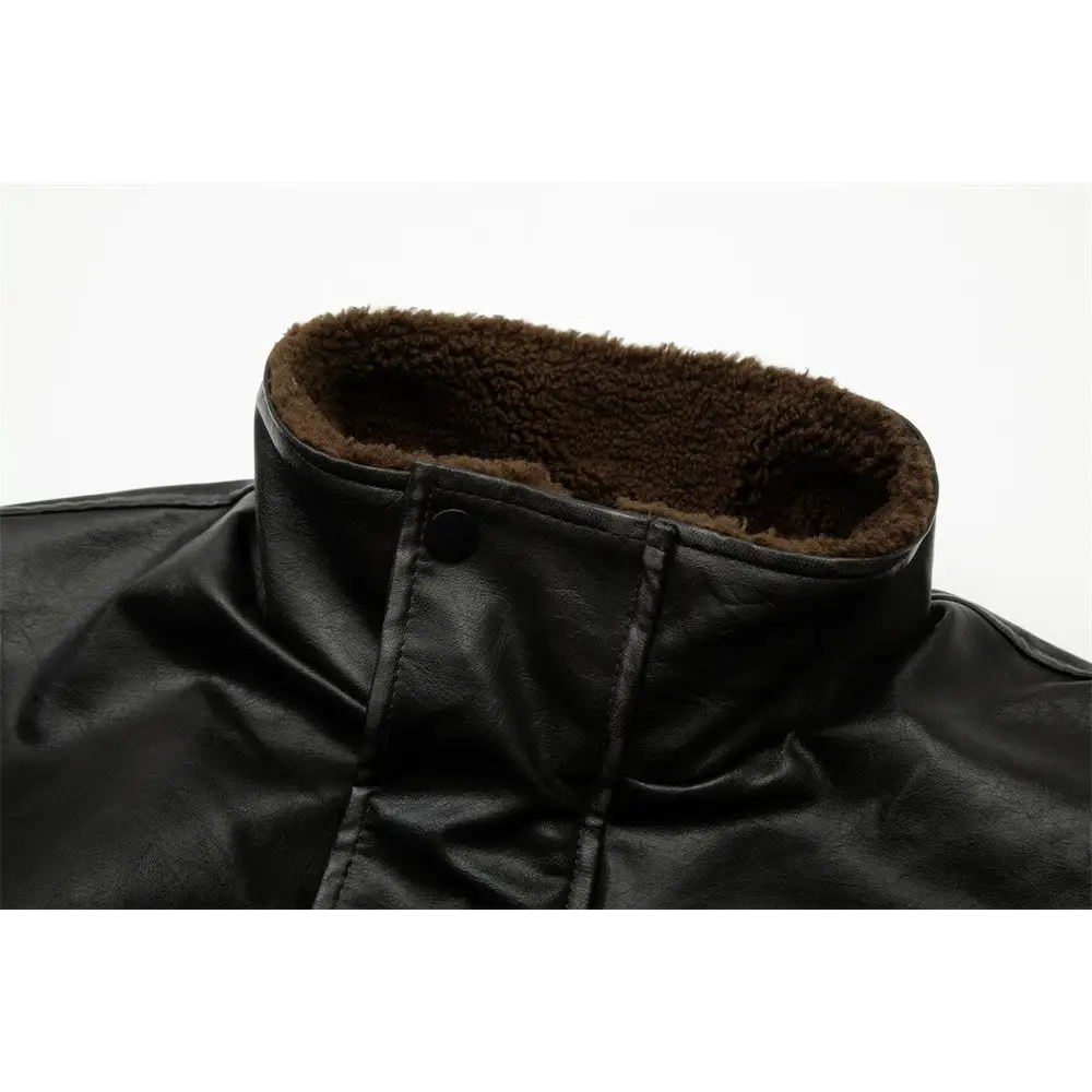 Leather Clothing With Stand Collar Coat For Men - www.Shopthatapp.com