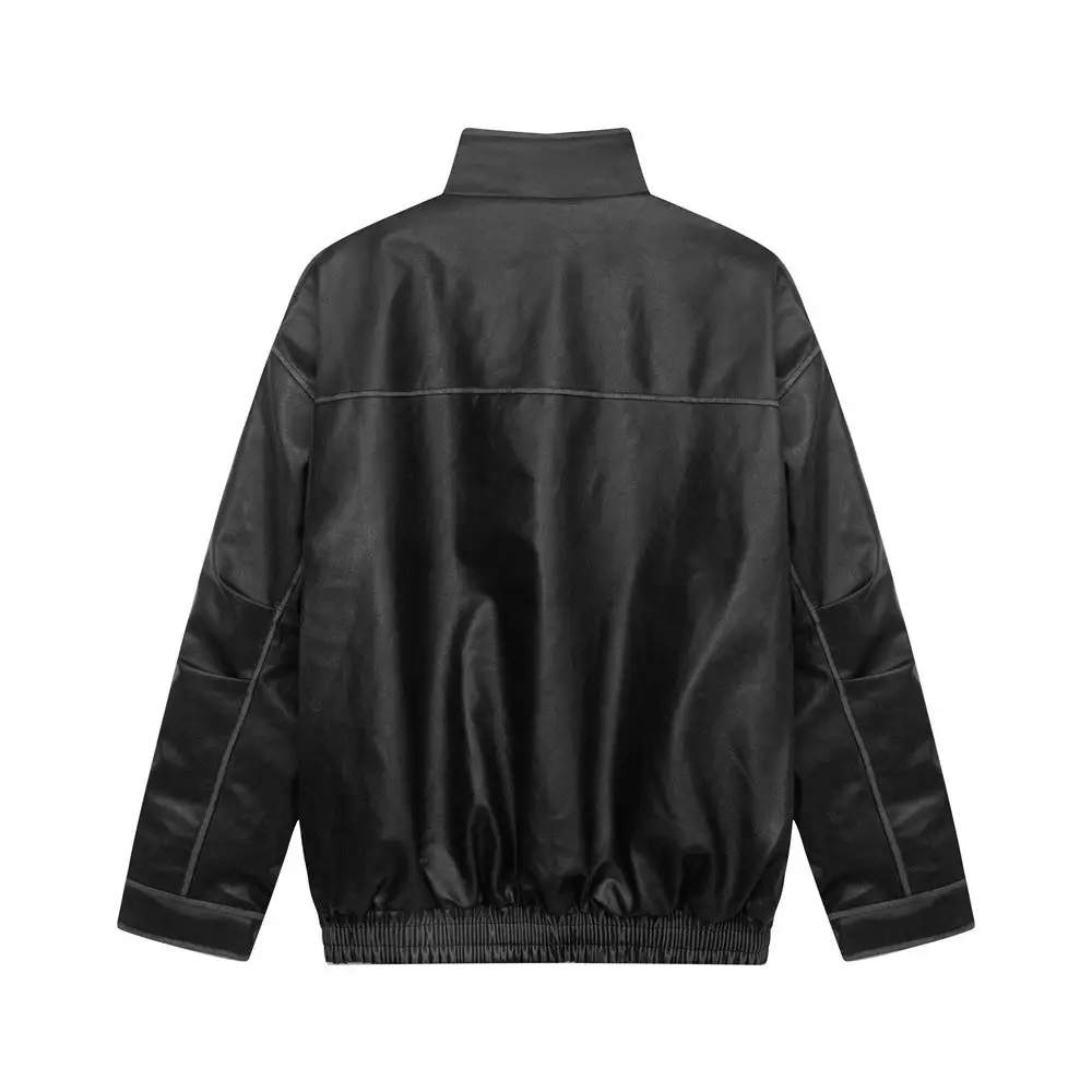 Leather Clothing With Stand Collar Coat For Men - www.Shopthatapp.com