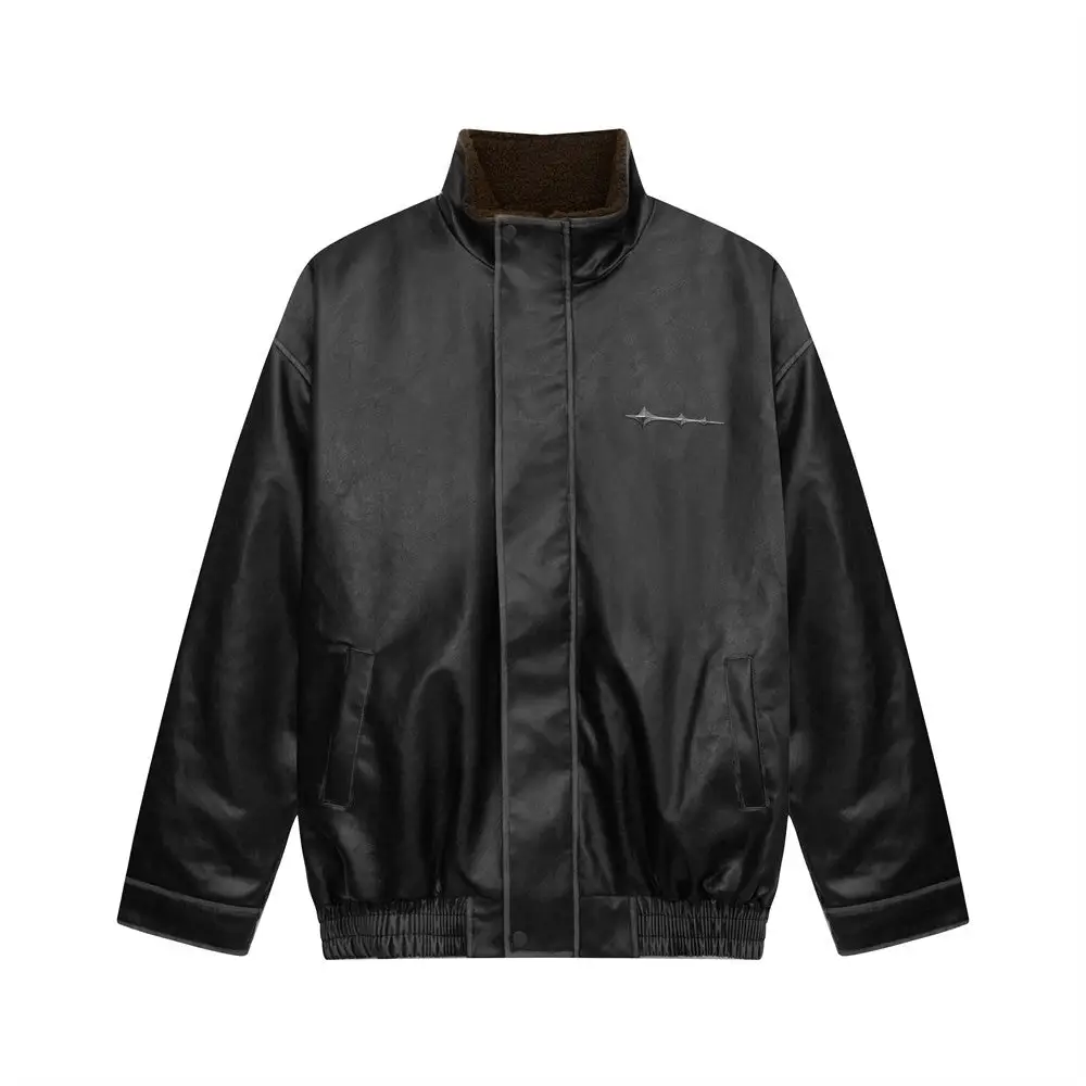 Leather Clothing With Stand Collar Coat For Men - www.Shopthatapp.com