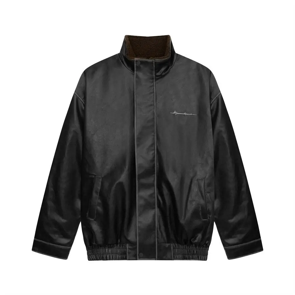 Leather Clothing With Stand Collar Coat For Men - www.Shopthatapp.com