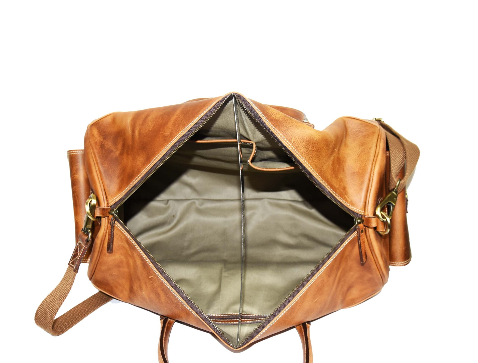 Leather Portfolio Bag - Caramel Brown - www.Shopthatapp.com