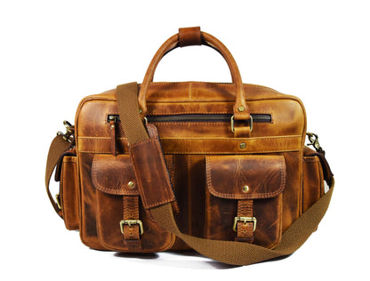 Leather Portfolio Bag - Caramel Brown - www.Shopthatapp.com