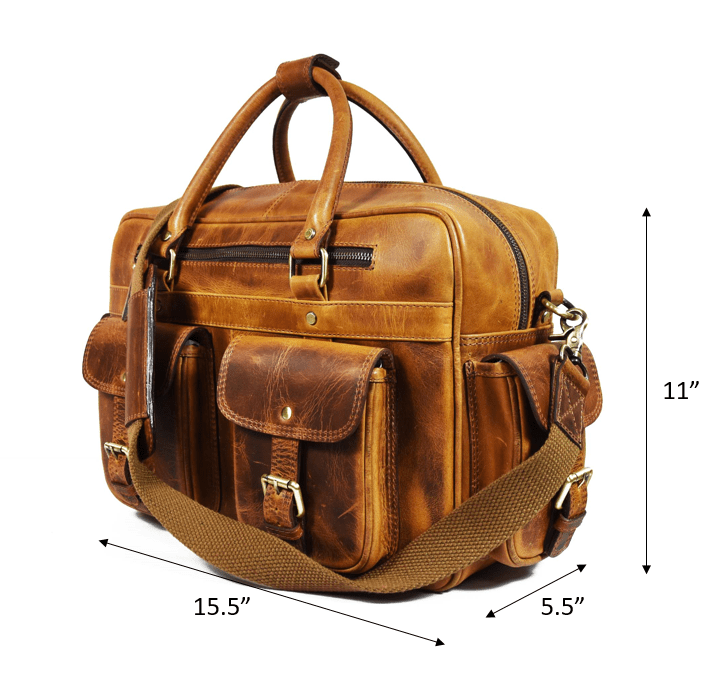 Leather Portfolio Bag - Caramel Brown - www.Shopthatapp.com