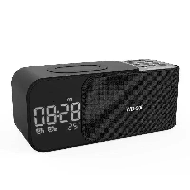 Led Wireless Charging Alarm Clock Fm Radio Bluetooth Speaker With Microphone Temperature Indicator Digital Display Speakers - www.Shopthatapp.com