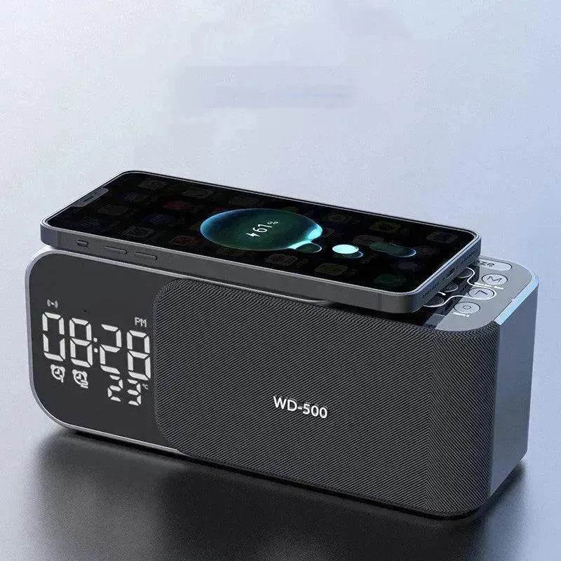 Led Wireless Charging Alarm Clock Fm Radio Bluetooth Speaker With Microphone Temperature Indicator Digital Display Speakers - www.Shopthatapp.com