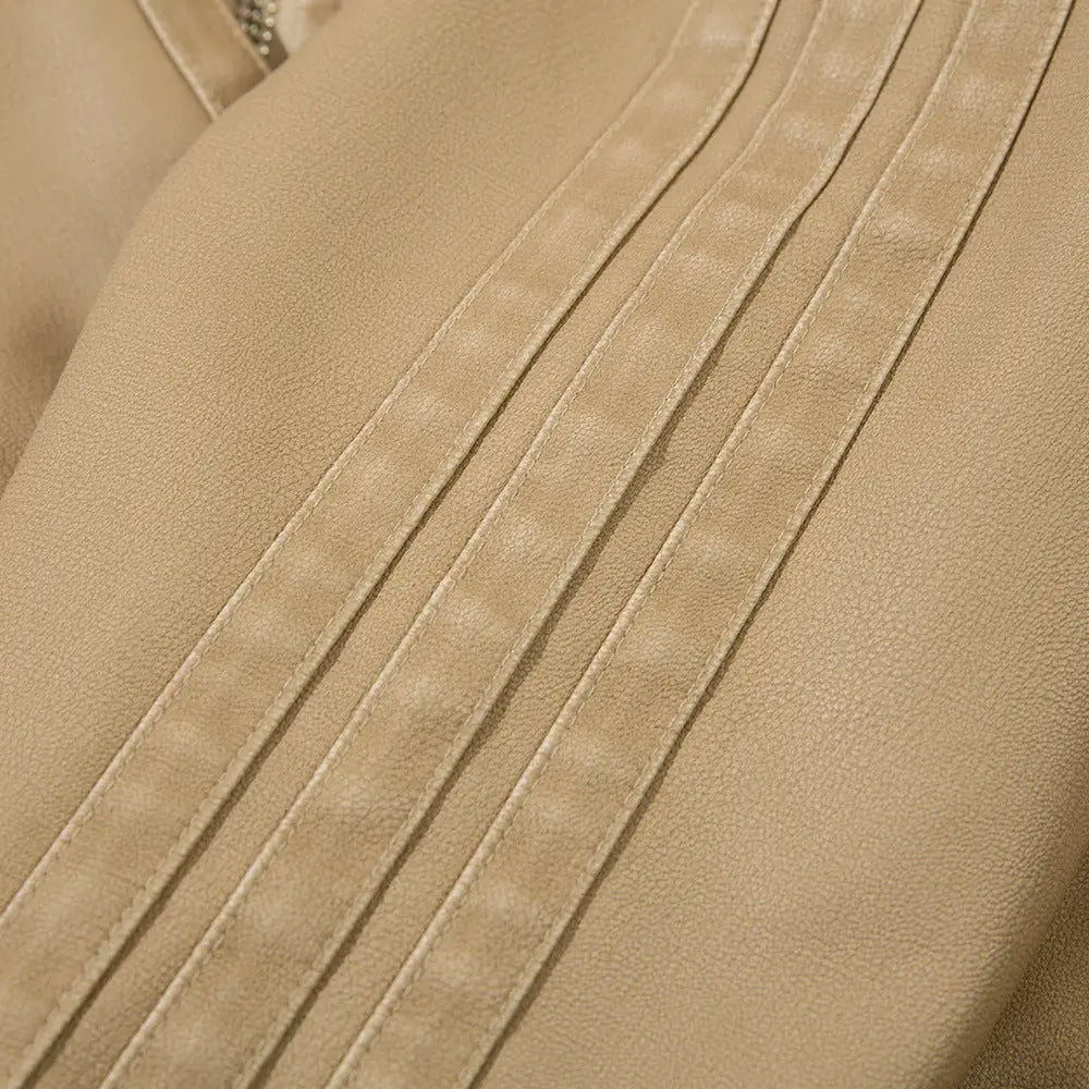 Letter Embroidery Pu Leather Coat Men - www.Shopthatapp.com