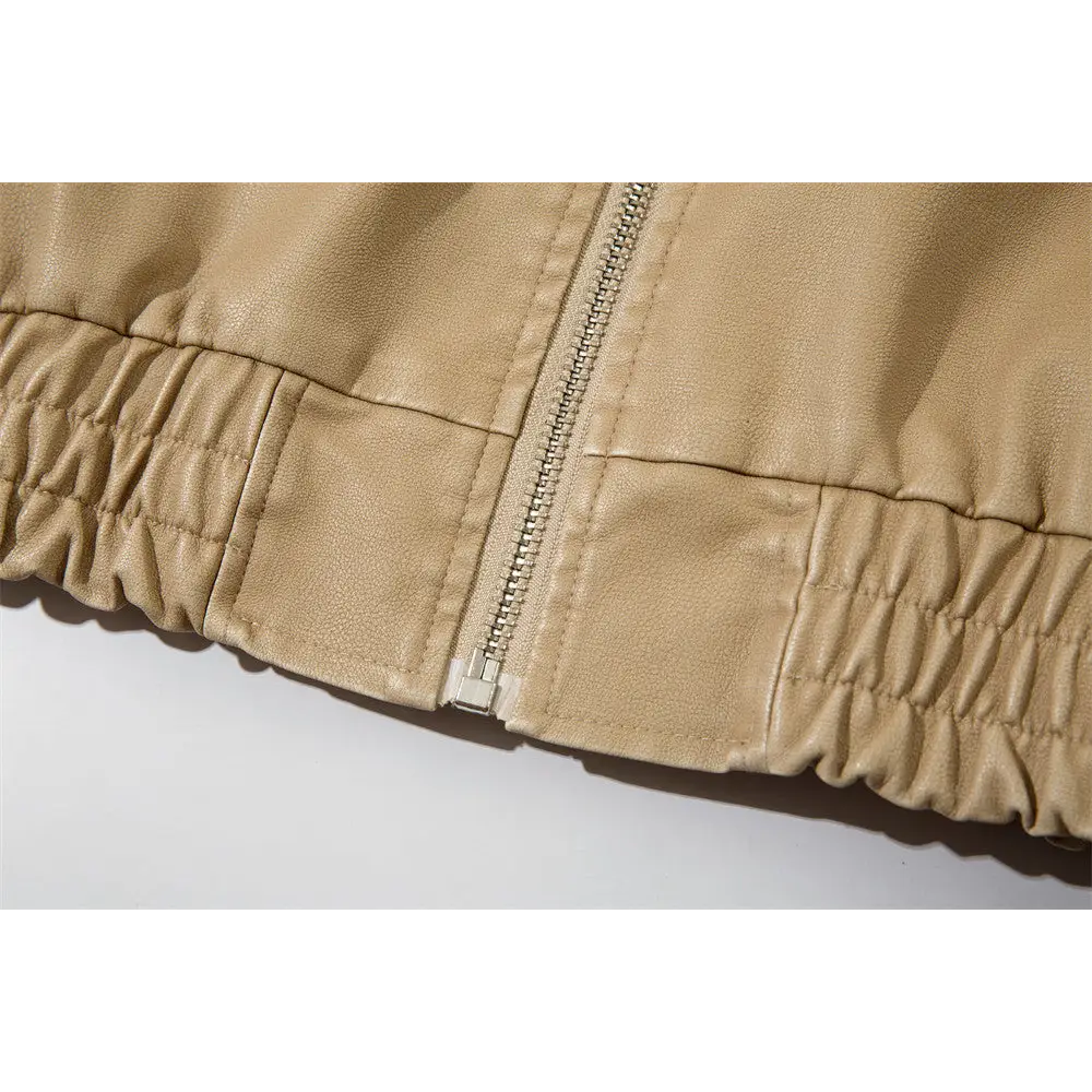 Letter Embroidery Pu Leather Coat Men - www.Shopthatapp.com