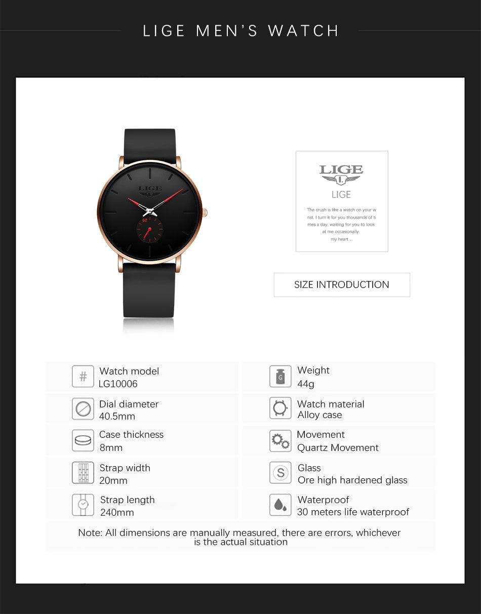 LIGE Men's Classic Quartz Watch | Ultra-thin | Waterproof 3ATM and scratch resistance surface | TUTT Exclusive - www.Shopthatapp.com