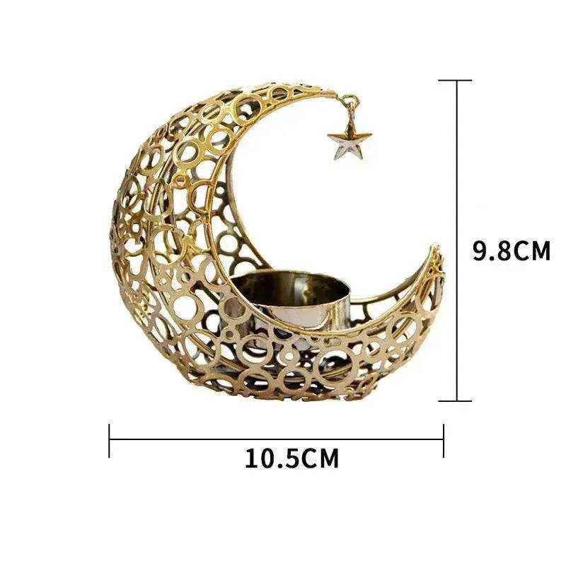 Light Luxury Crescent Moon Star Moon Black Gold Metal Candle Holder Modern Romantic Wedding Christmas Candle Cup Home Decor - www.Shopthatapp.com