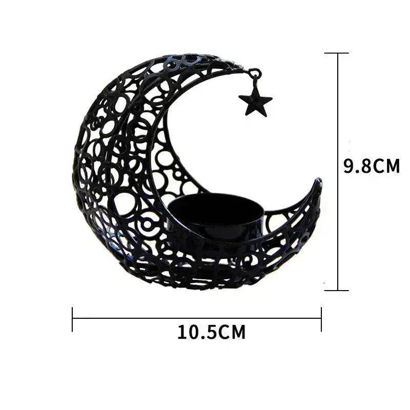 Light Luxury Crescent Moon Star Moon Black Gold Metal Candle Holder Modern Romantic Wedding Christmas Candle Cup Home Decor - www.Shopthatapp.com