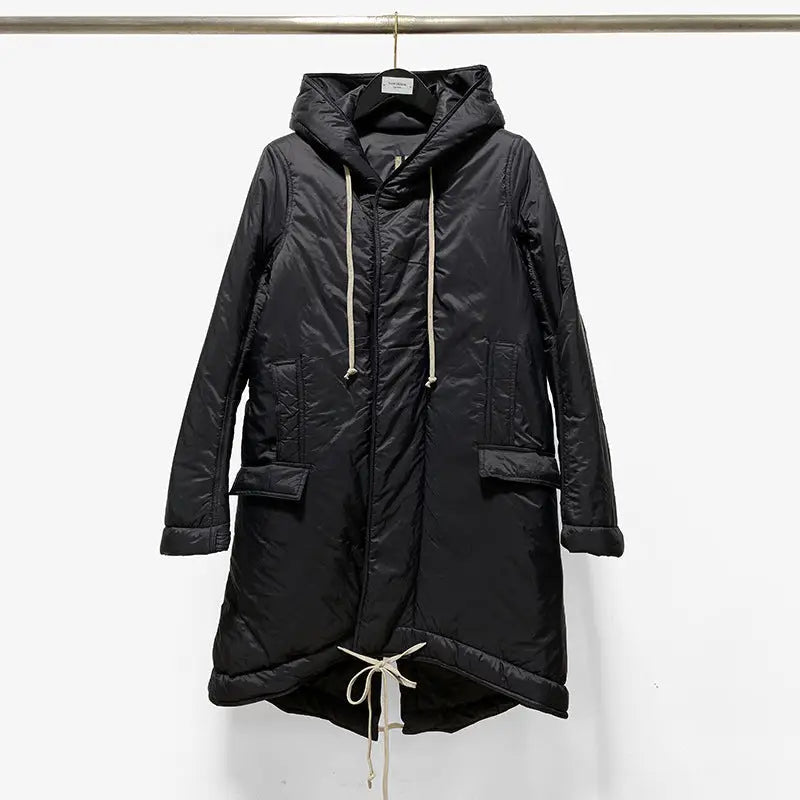 Long Lace Up Hoodie With Cotton Thick Trench Coat For Men And Women - www.Shopthatapp.com