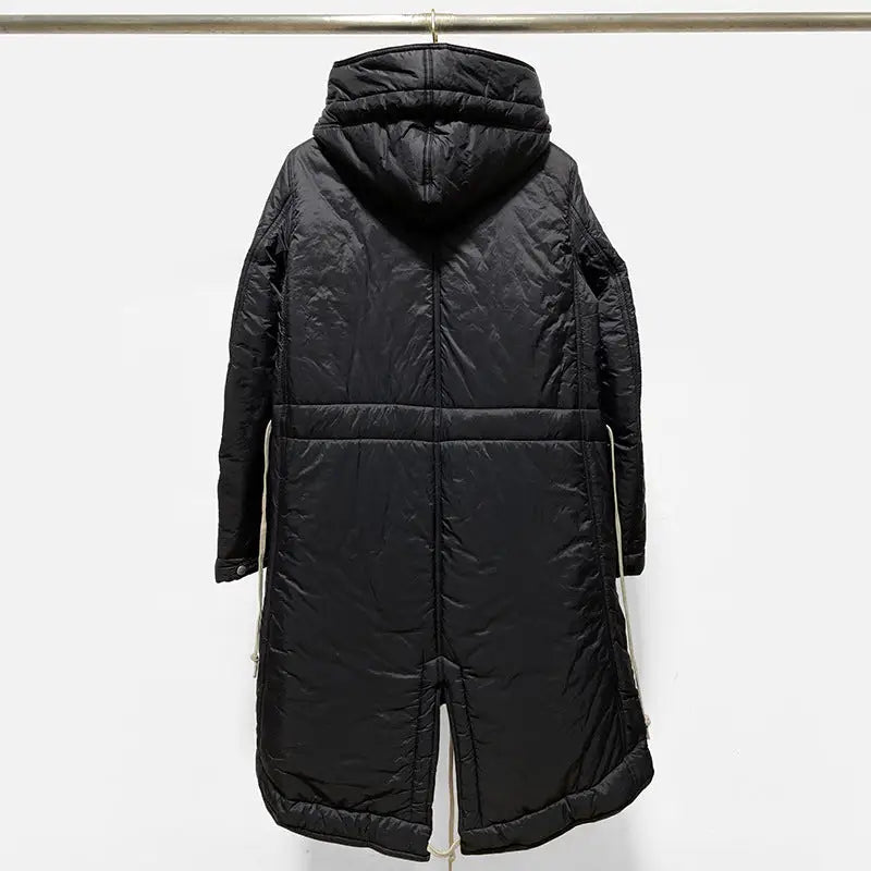 Long Lace Up Hoodie With Cotton Thick Trench Coat For Men And Women - www.Shopthatapp.com