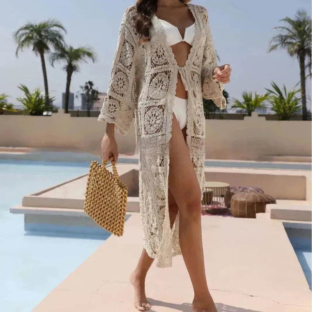Loose Embroidered Bikini Beach Long Sunproof Wear - www.Shopthatapp.com