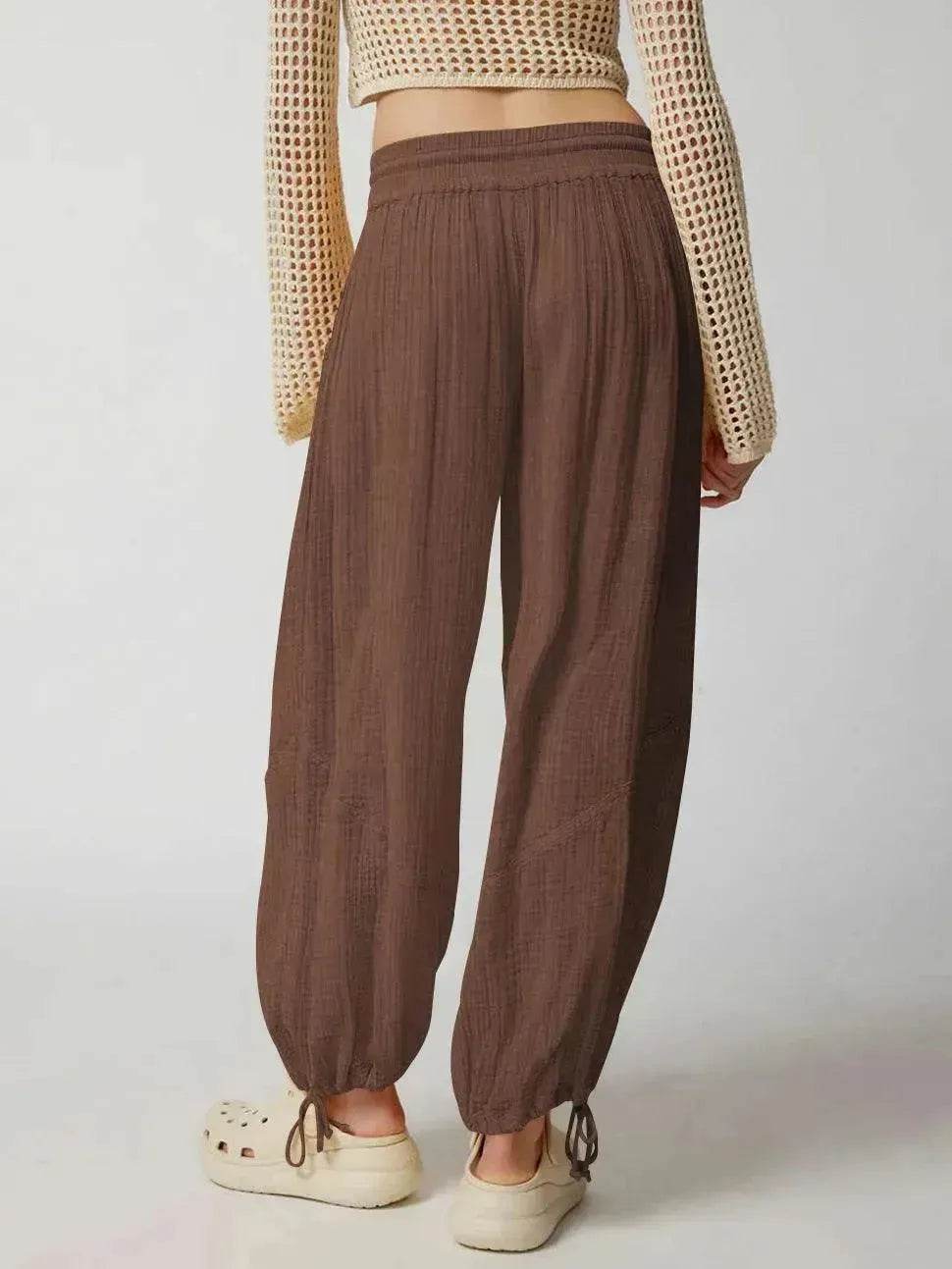 Loose Wide Leg Pants Women Drawstring Leggings Trousers - www.Shopthatapp.com
