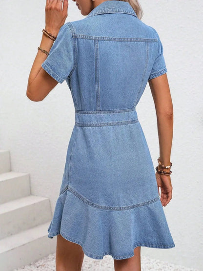 Lorenza Short Sleeve Button Down Cotton Dress