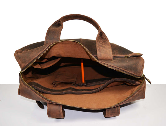 Lowell Leather Portfolio Bag  16" -  Walnut Brown - www.Shopthatapp.com