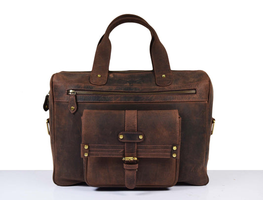 Lowell Leather Portfolio Bag 16" - Walnut Brown - www.Shopthatapp.com