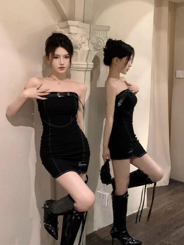 Lycra Denim Black Dress - www.Shopthatapp.com